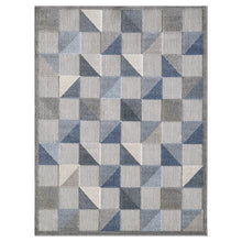 3' X 5' Blue And Gray Geometric Stain Resistant Indoor Outdoor Area Rug