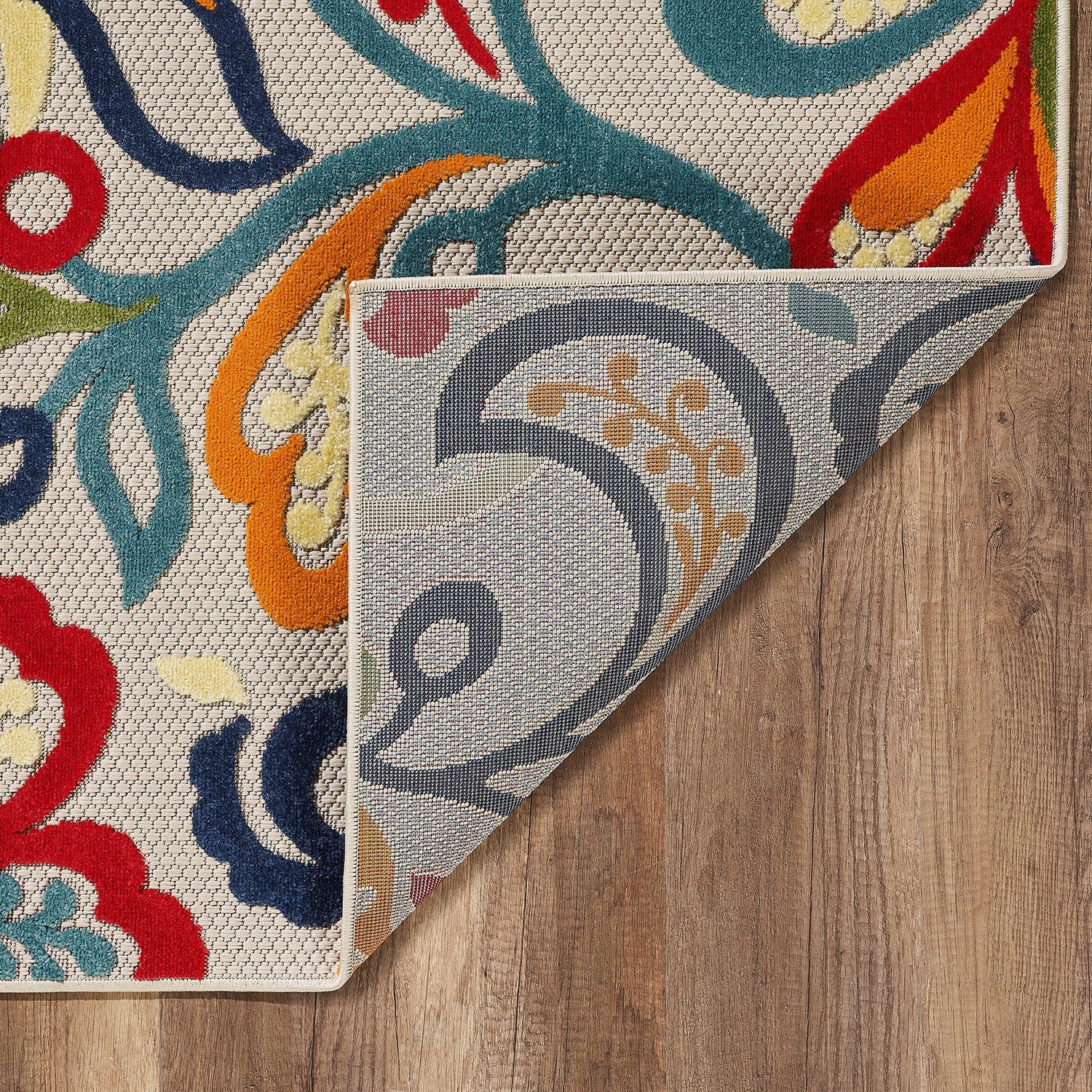 Multicolor Jacobean Floral Indoor Outdoor Area Rug - 7’ x 9’