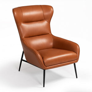 Sillón industrial de cuero y metal naranja