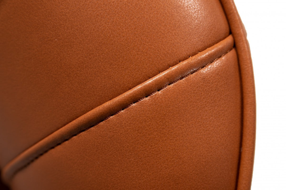 Sillón industrial de cuero y metal naranja