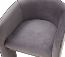 Contemporary Dark Gray Velvet Three Legged Chair 28