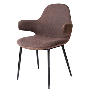 33" Stylish Brown Fabric and Faux Leather Accent Chair