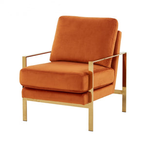 Stylish Orange And Gold Accent Chair