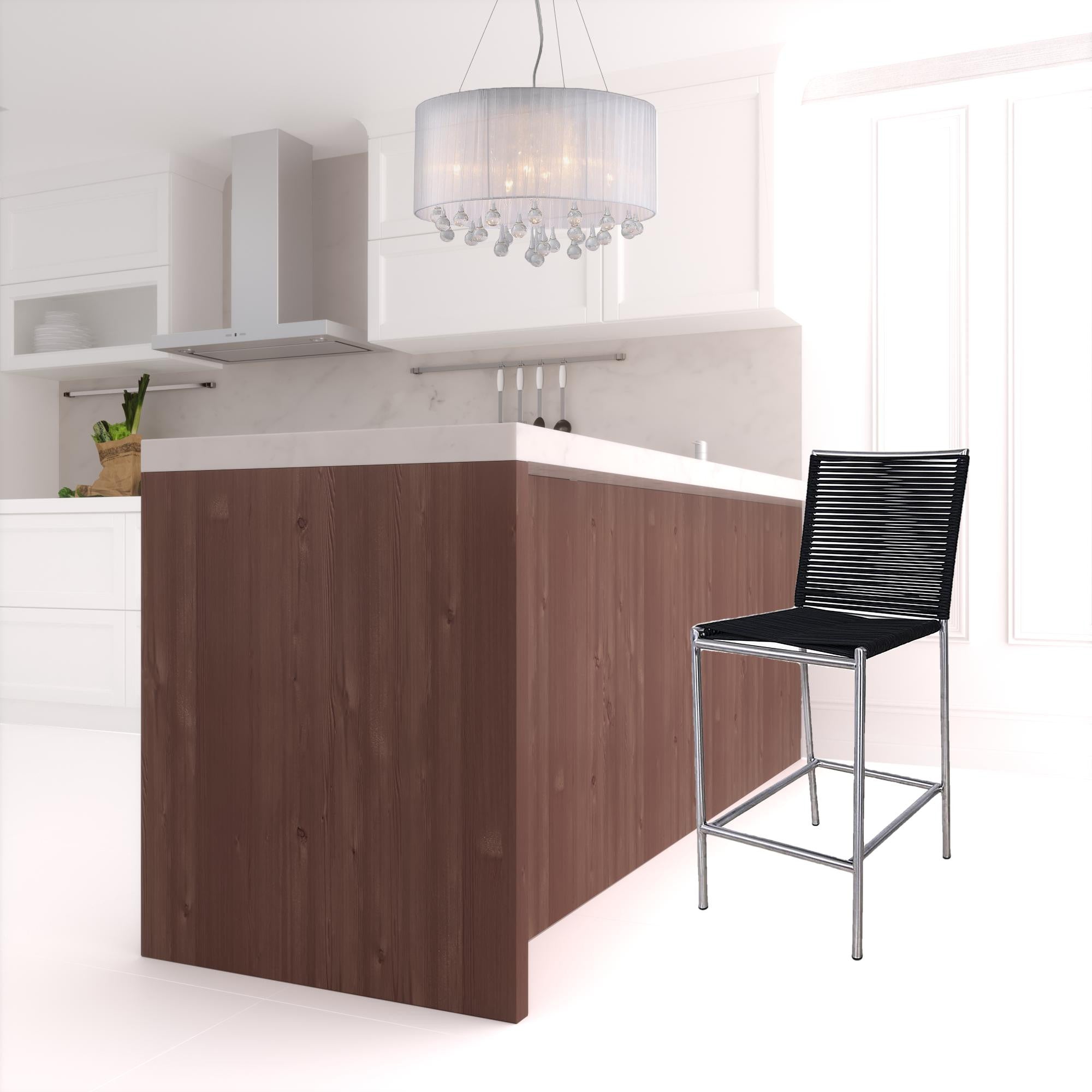 40 英寸黑色和銀色不銹鋼低背吧台高吧椅帶腳踏