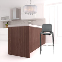 兩件套 42 英寸灰色人造皮革和不銹鋼吧台高椅子，帶腳凳