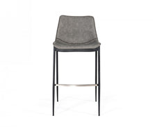 兩件套 43 英寸灰色人造皮革和黑色吧台高吧椅帶腳凳