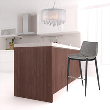 兩件套 43 英寸灰色人造皮革和黑色吧台高吧椅帶腳凳