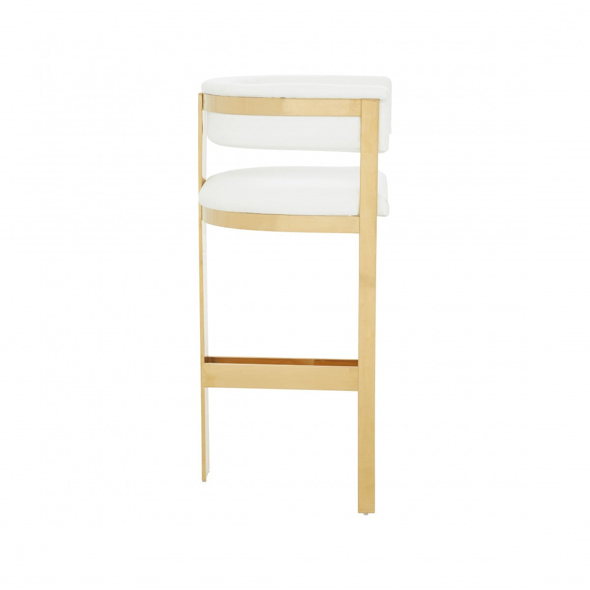 39 英寸白色人造皮革和不銹鋼低背吧台高椅子帶腳凳