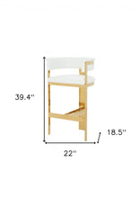 39 英寸白色人造皮革和不銹鋼低背吧台高椅子帶腳凳