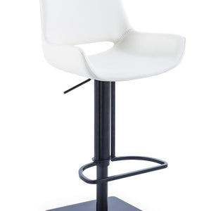 Silla giratoria de altura ajustable con reposapiés de 43" de cuero sintético blanco y negro