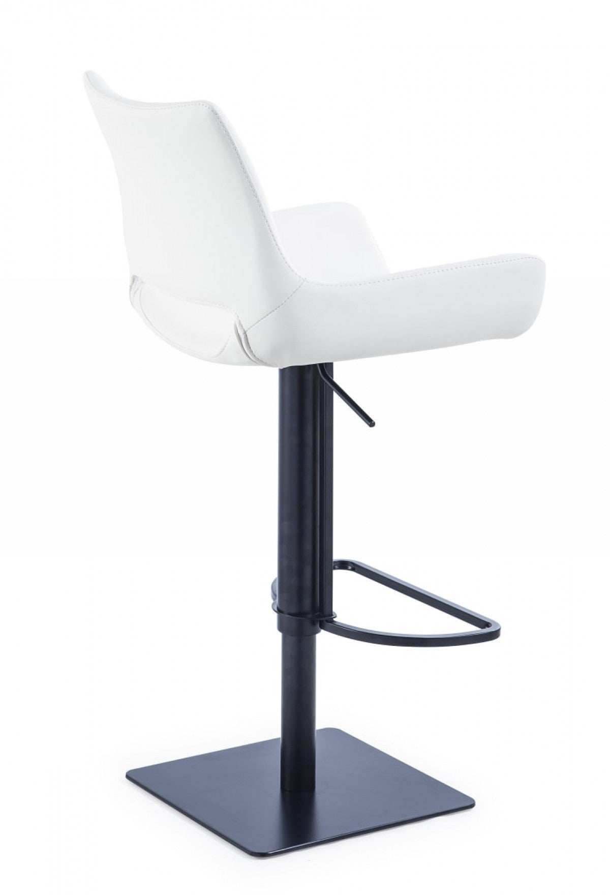 Silla giratoria de altura ajustable con reposapiés de 43" de cuero sintético blanco y negro