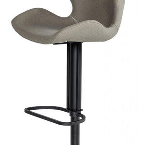 43" Gray And Black Faux Leather Swivel Low Back Bar Height Chair With Footrest