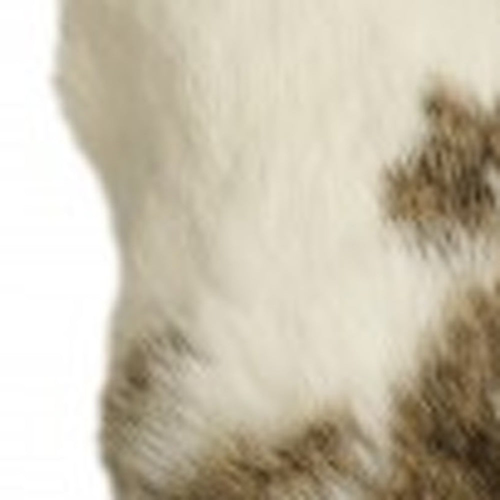 Set Of Two 18" X 18" Brown And White Rabbit Natural Fur Animal Print Throw Pillows