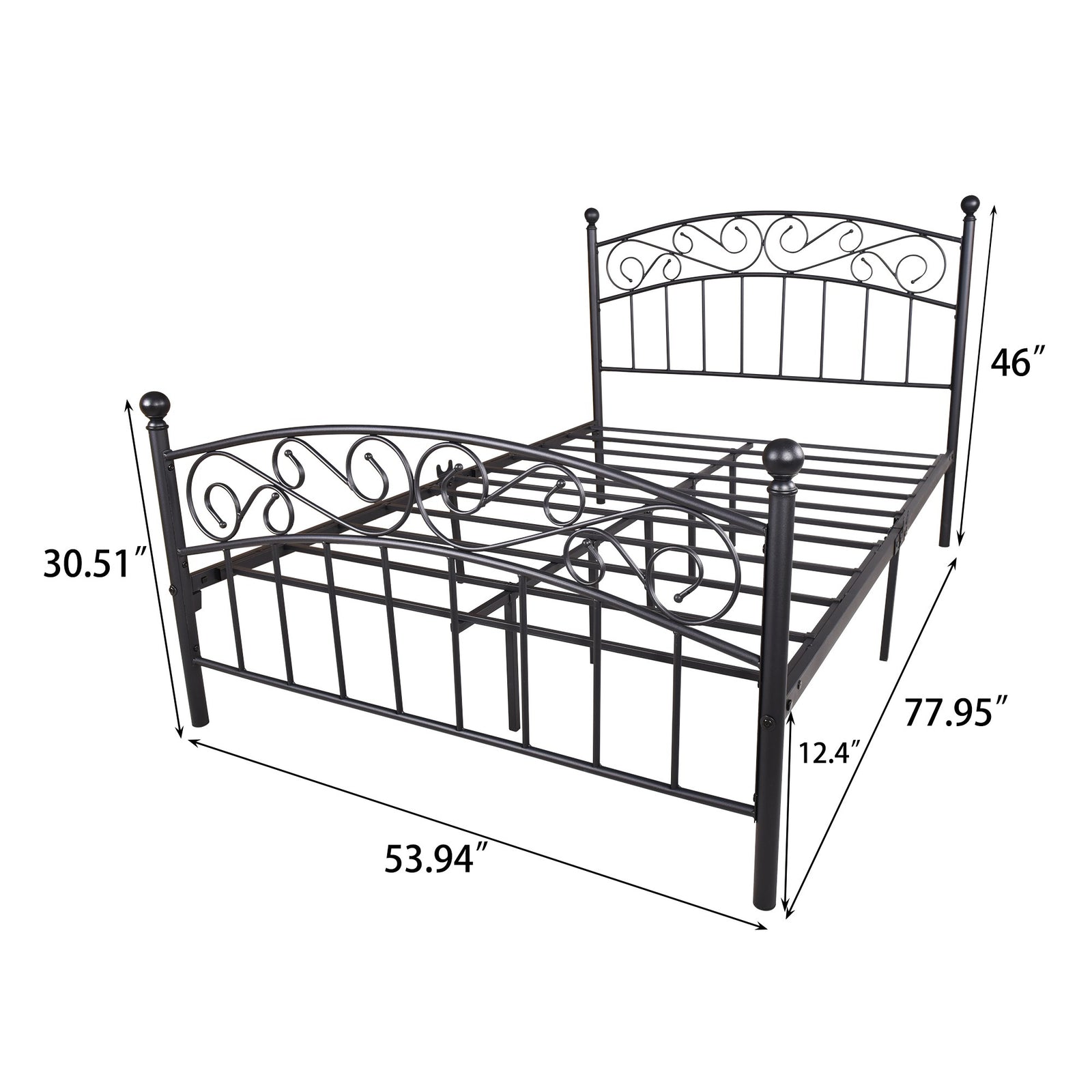 Iron Full Double Black Bed