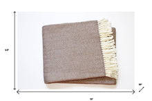 Brown and White Dreamy Soft Herringbone Throw Blanket