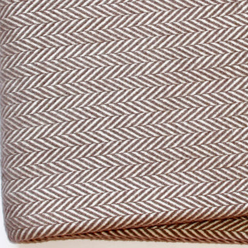 Brown and White Dreamy Soft Herringbone Throw Blanket