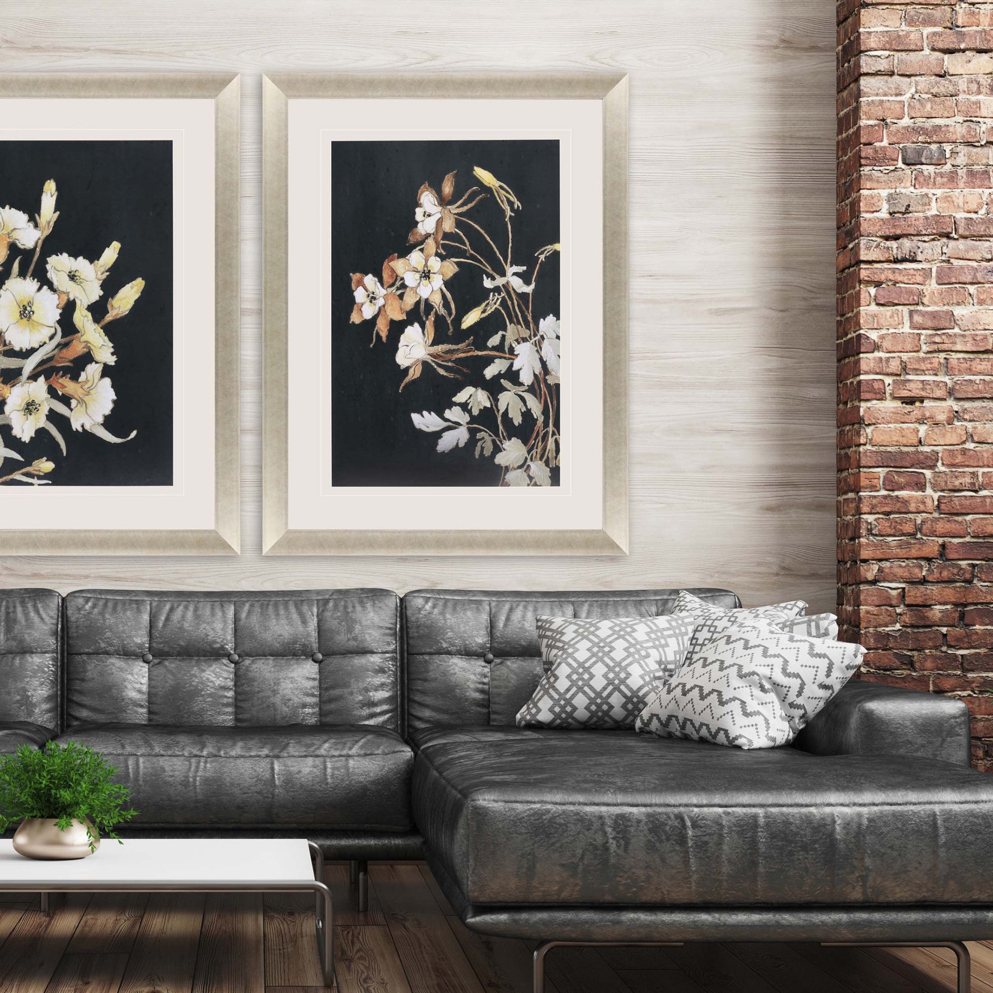 Yellow Flower On Black Ii Framed Art Gold Picture Frame Print Wall Art