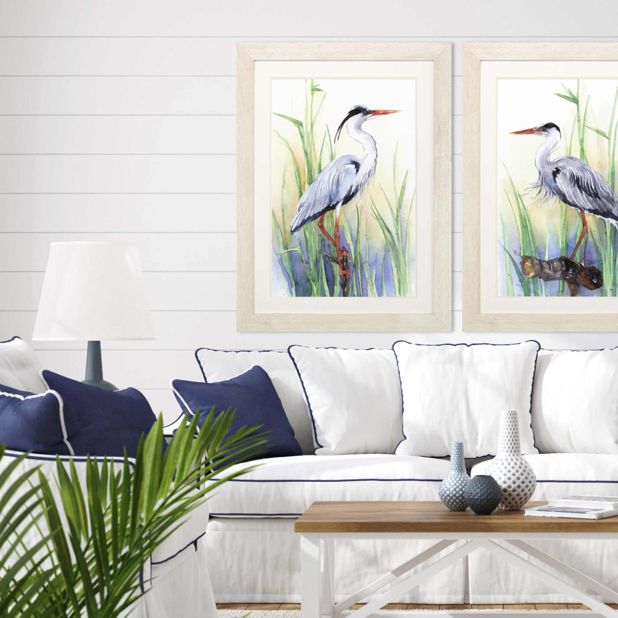 Heron I Framed Art White Picture Frame Print Wall Art