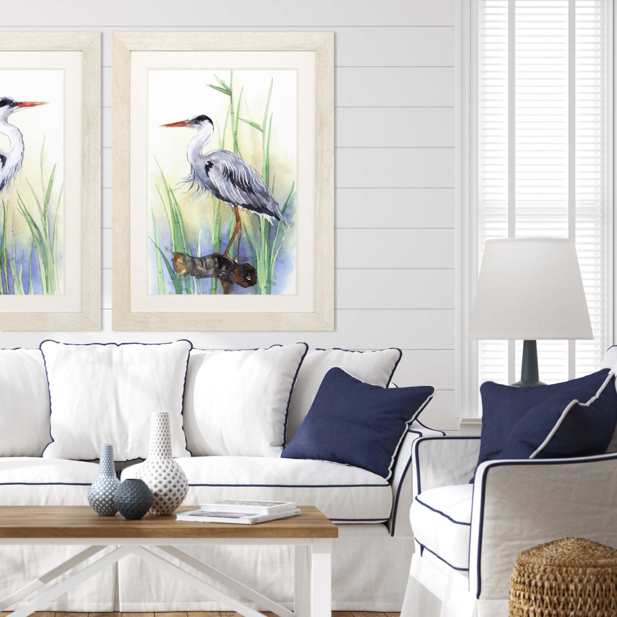 Heron Ii Framed Art White Picture Frame Print Wall Art