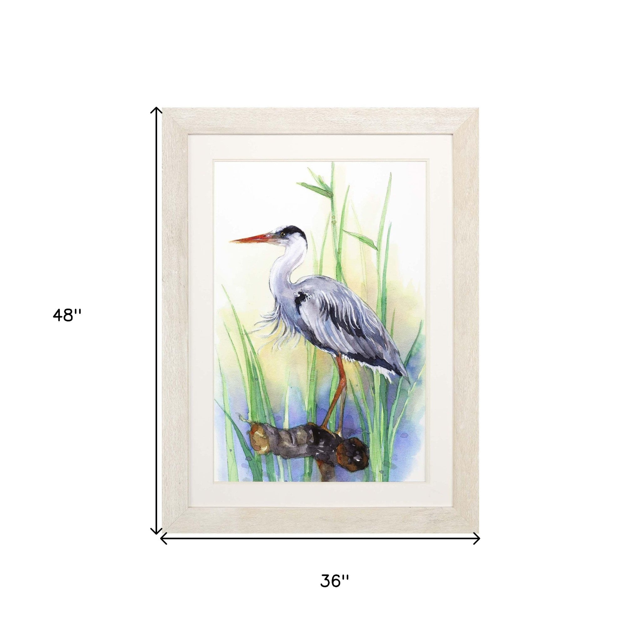 Heron Ii Framed Art White Picture Frame Print Wall Art