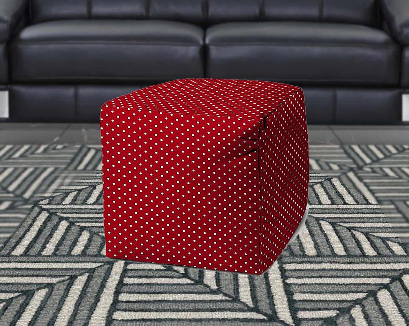 17" Turquoise Cube Polka Dots Indoor Outdoor Pouf Cover