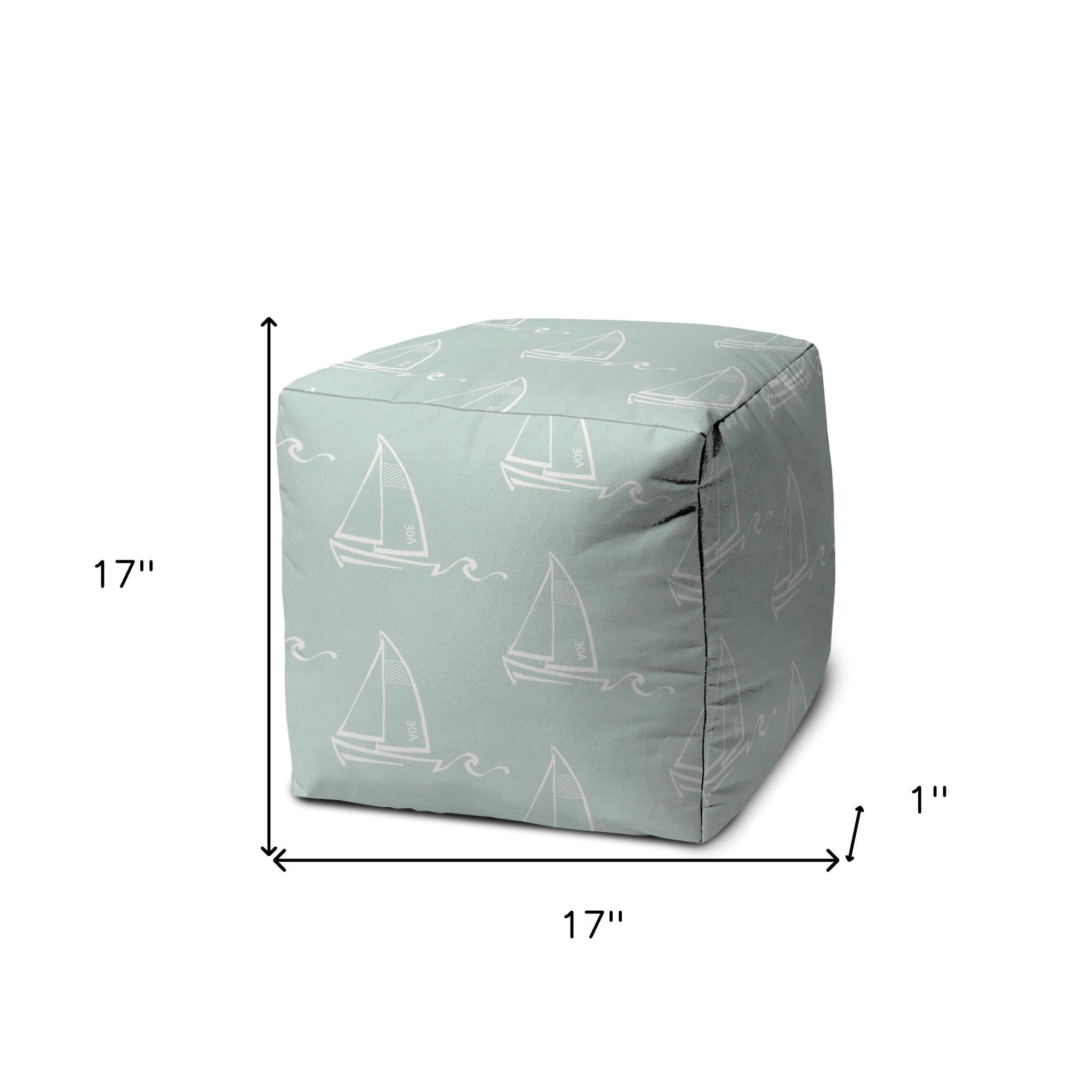 Green Cube Indoor Outdoor Pouf Cover 17"