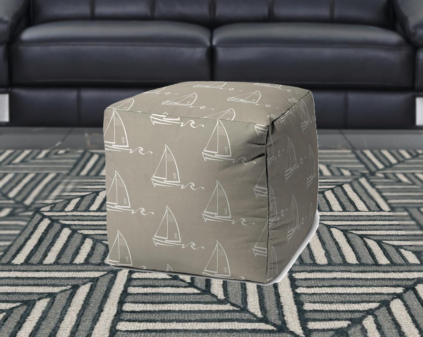 Green Cube Indoor Outdoor Pouf Cover 17"