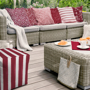 Pink And White Cube Striped Indoor Outdoor Pouf Cover 17"