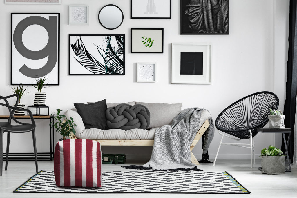 Pink And White Cube Striped Indoor Outdoor Pouf Cover 17"