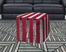 Pink And White Cube Striped Indoor Outdoor Pouf Cover 17