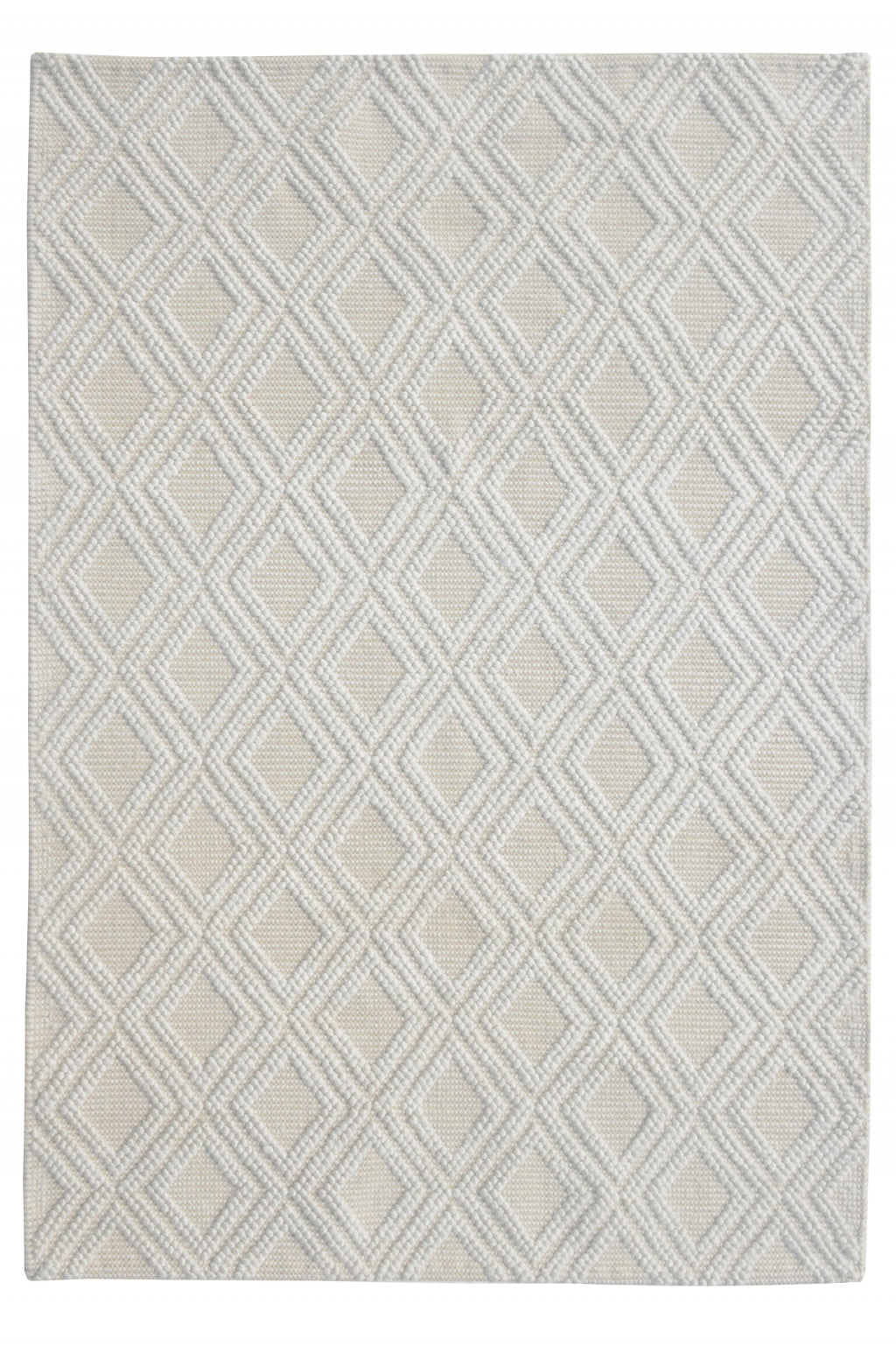 Ivory Diamond Lattice Modern Area Rug - 5’ x 7’