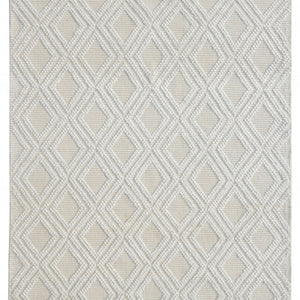 8' X 11' Off White Geometric Dhurrie Area Rug