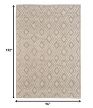 8’ x 11’ Tan Gray Diamond Lattice Modern Area Rug