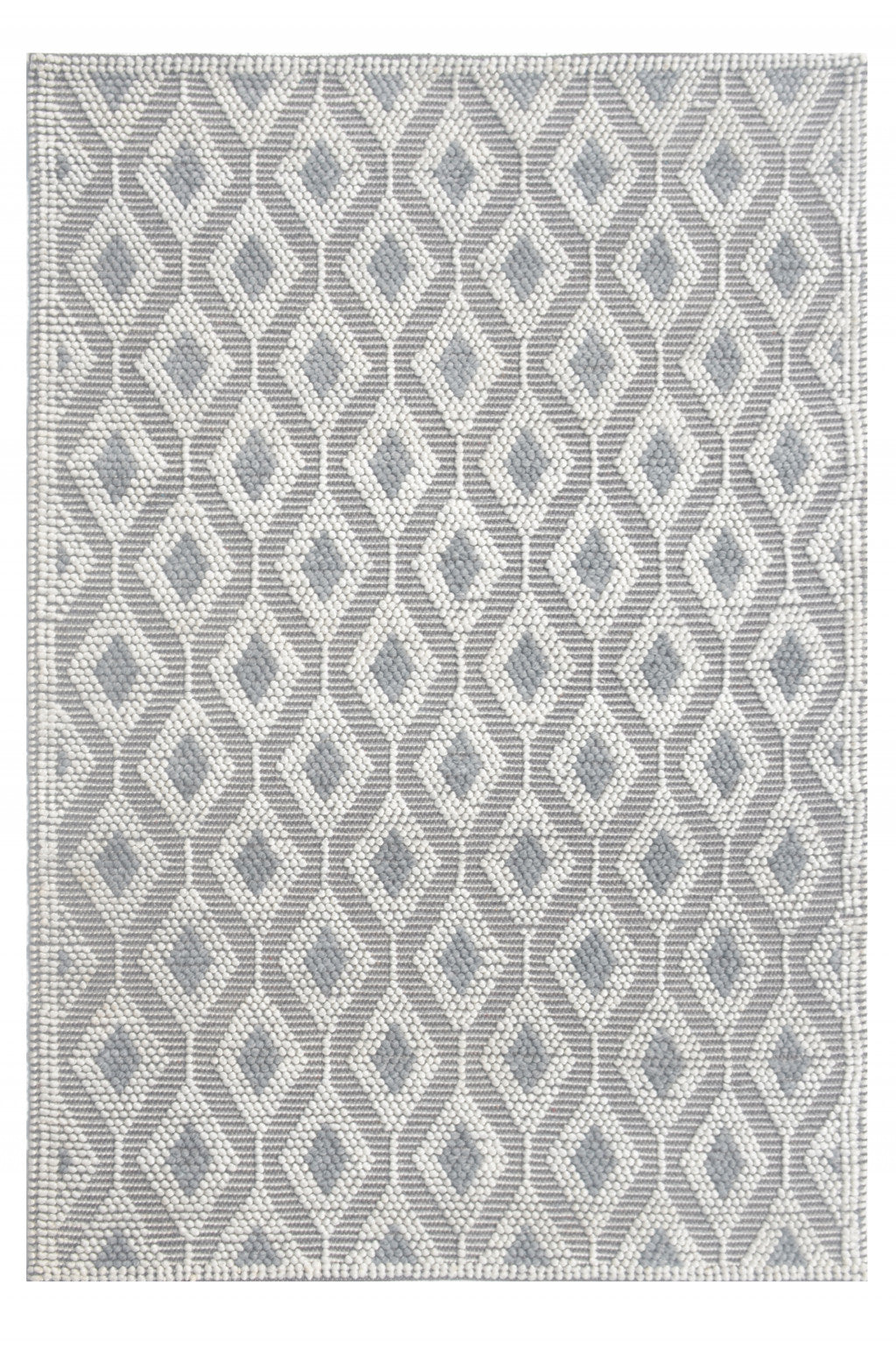 5’ x 7’ Ivory Gray Diamond Trellis Modern Area Rug