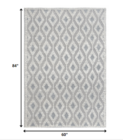 5’ x 7’ Ivory Gray Diamond Trellis Modern Area Rug