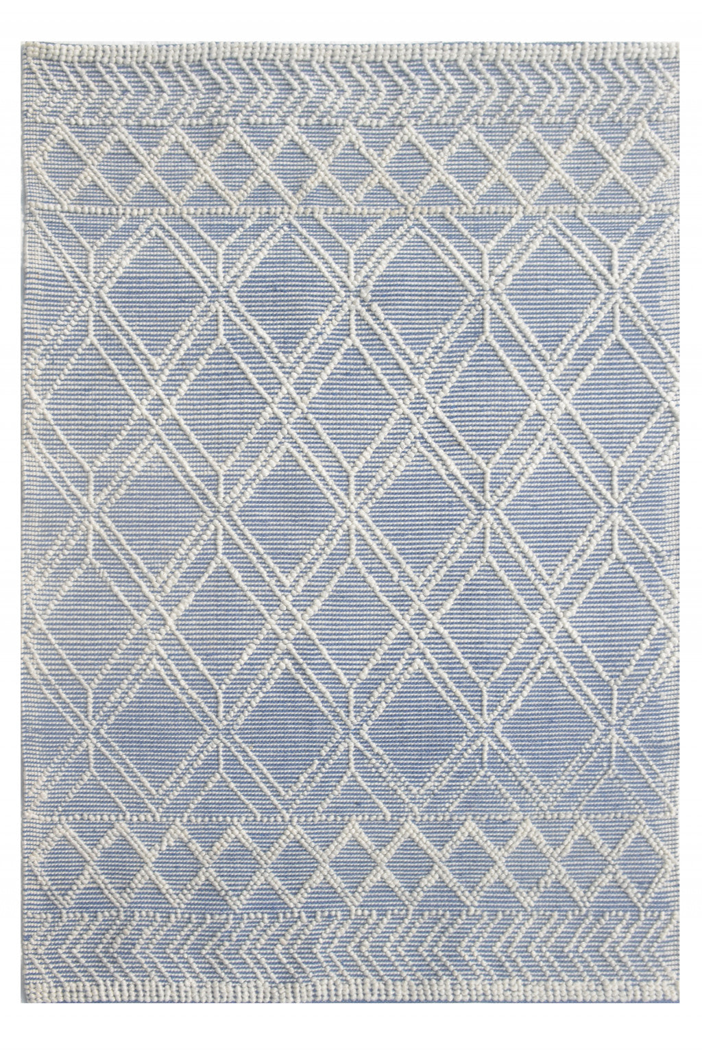 5’ x 7’ Blue Ivory Tribal Geometric Pattern Area Rug