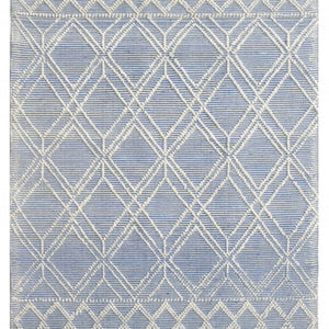 8’ x 11’ Blue Ivory Tribal Geometric Pattern Area Rug