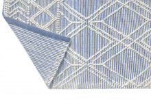 8’ x 11’ Blue Ivory Tribal Geometric Pattern Area Rug