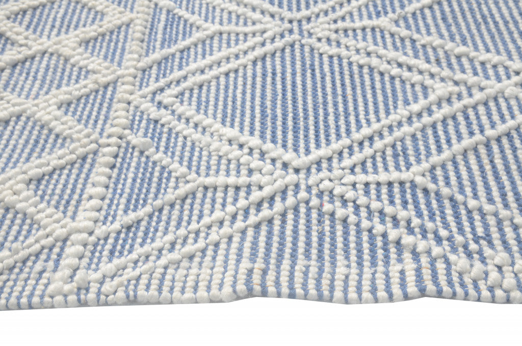 8’ x 11’ Blue Ivory Tribal Geometric Pattern Area Rug