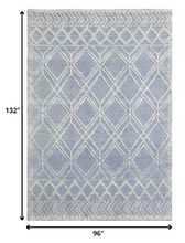 8’ x 11’ Blue Ivory Tribal Geometric Pattern Area Rug