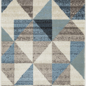 2’ x 8’ Blue Beige Nested Diamonds Modern Runner Rug