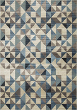 8’ x 11’ Blue Beige Nested Diamonds Modern Area Rug