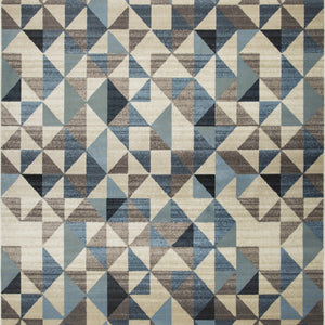 8’ x 11’ Blue Beige Nested Diamonds Modern Area Rug