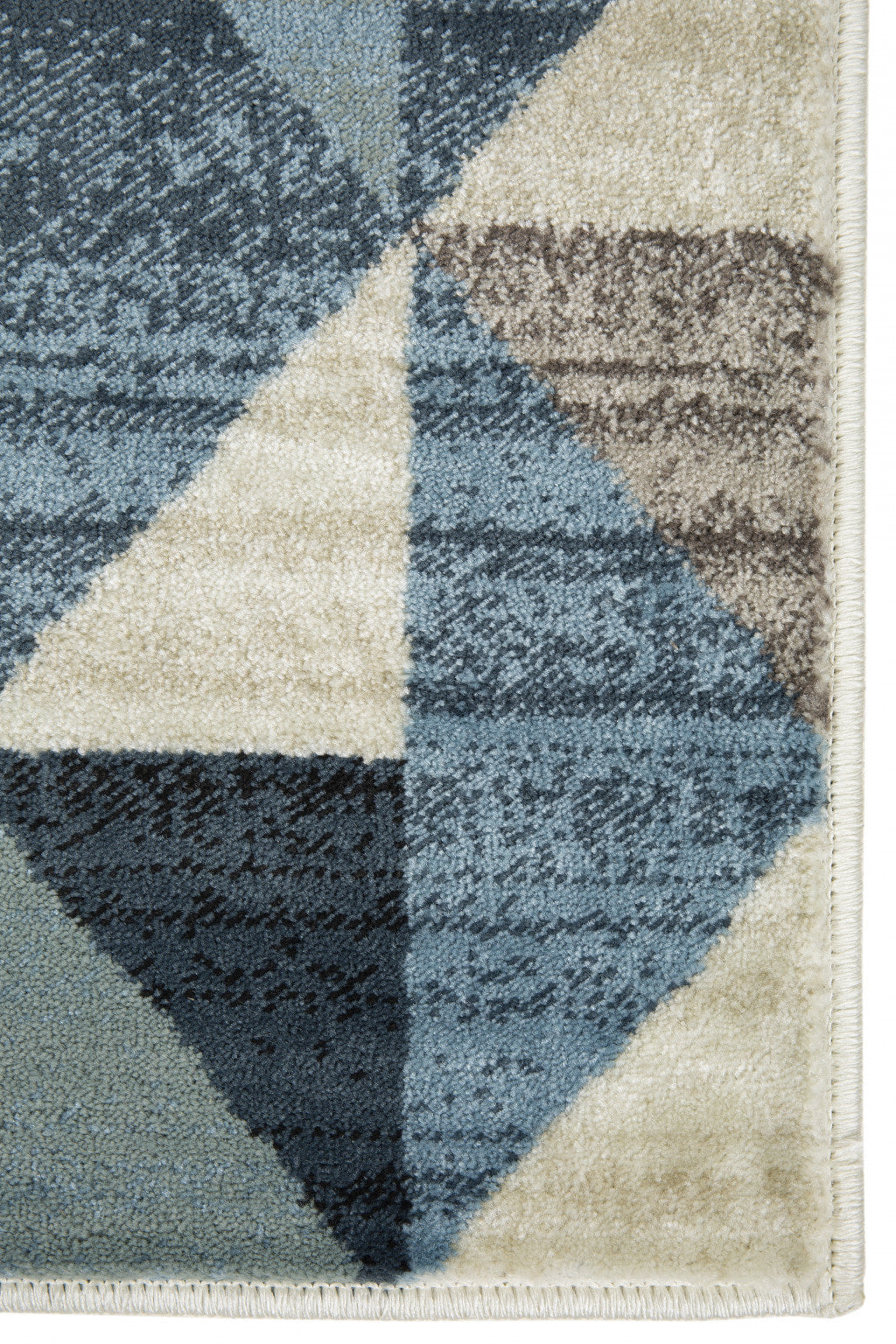 8’ x 11’ Blue Beige Nested Diamonds Modern Area Rug