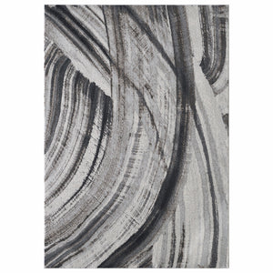 5’ x 8’ Gray Ivory Abstract Strokes Modern Area Rug
