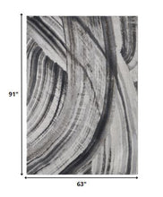 5’ x 8’ Gray Ivory Abstract Strokes Modern Area Rug