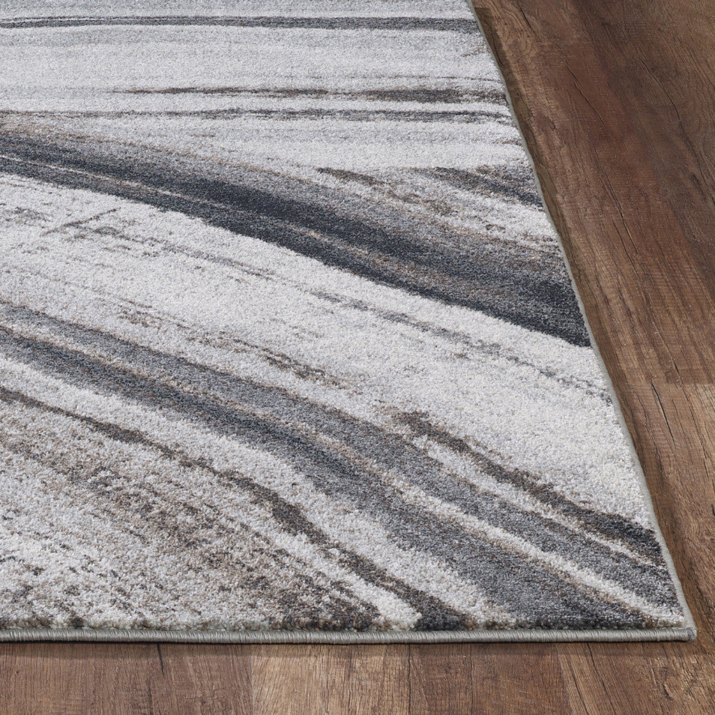 7’ x 10’ Gray Ivory Abstract Strokes Modern Area Rug