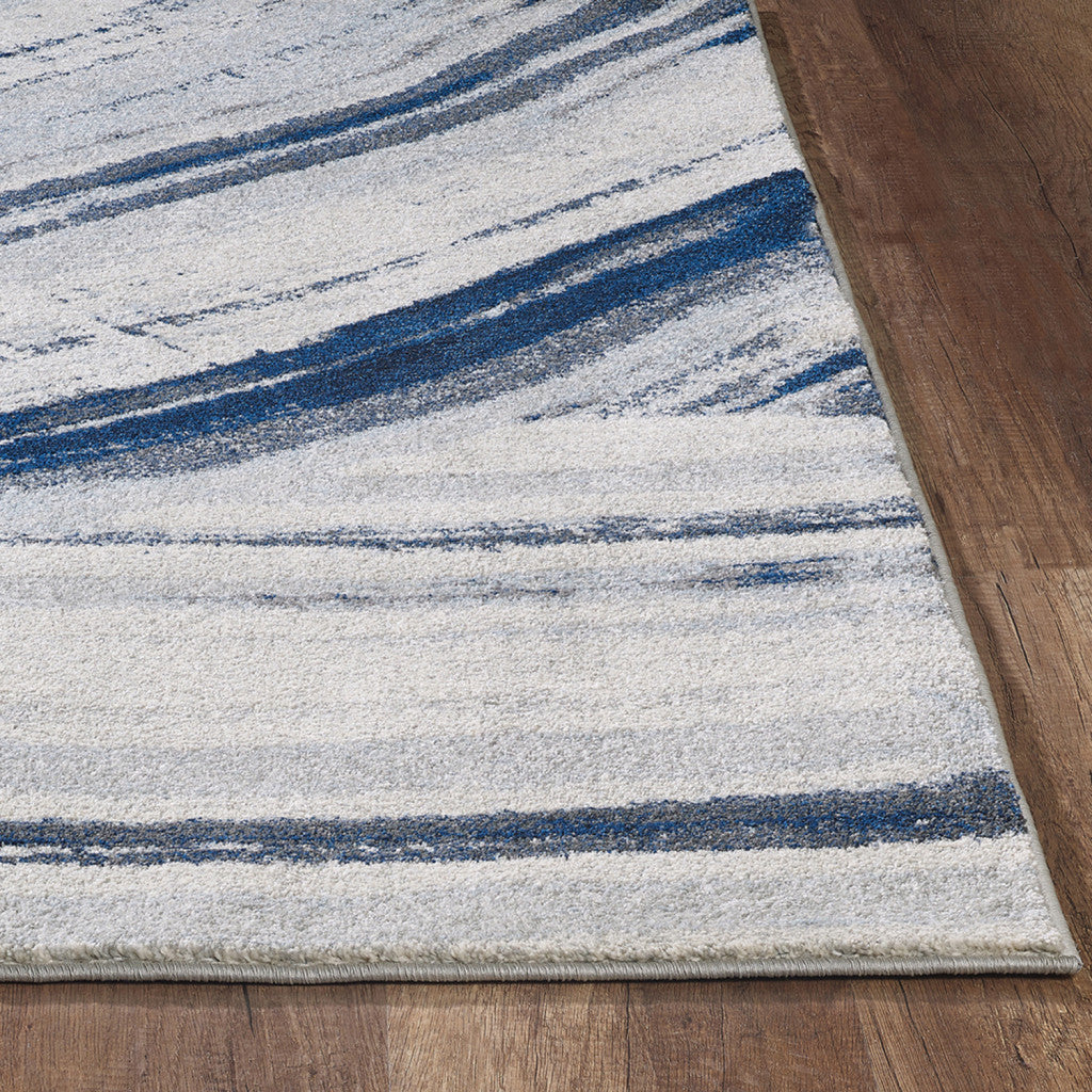 3’ x 5’ Navy Ivory Abstract Strokes Modern Area Rug