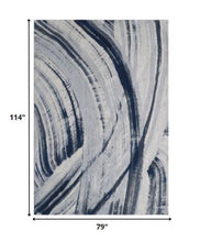 7’ x 10’ Navy Ivory Abstract Strokes Modern Area Rug