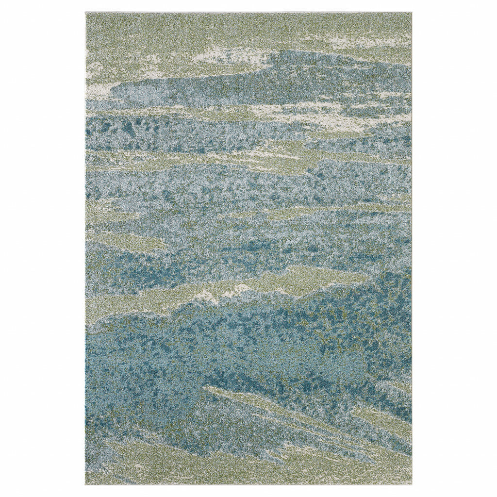 5’ x 8’ Blue Sage Impressionistic Ocean Area Rug